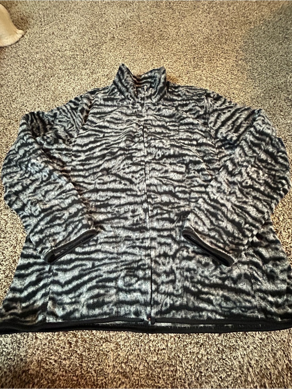 jason maxwell Black & Gray Faux Fur Zebra Print Jacket